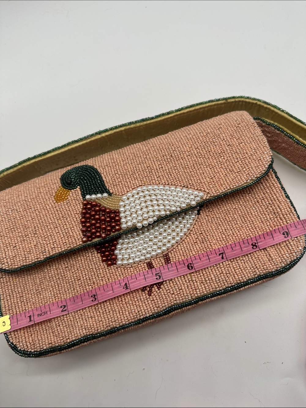 Beaded Duck Accent Peach Pink Crossbody Bag Brand New - Picture 5 of 6